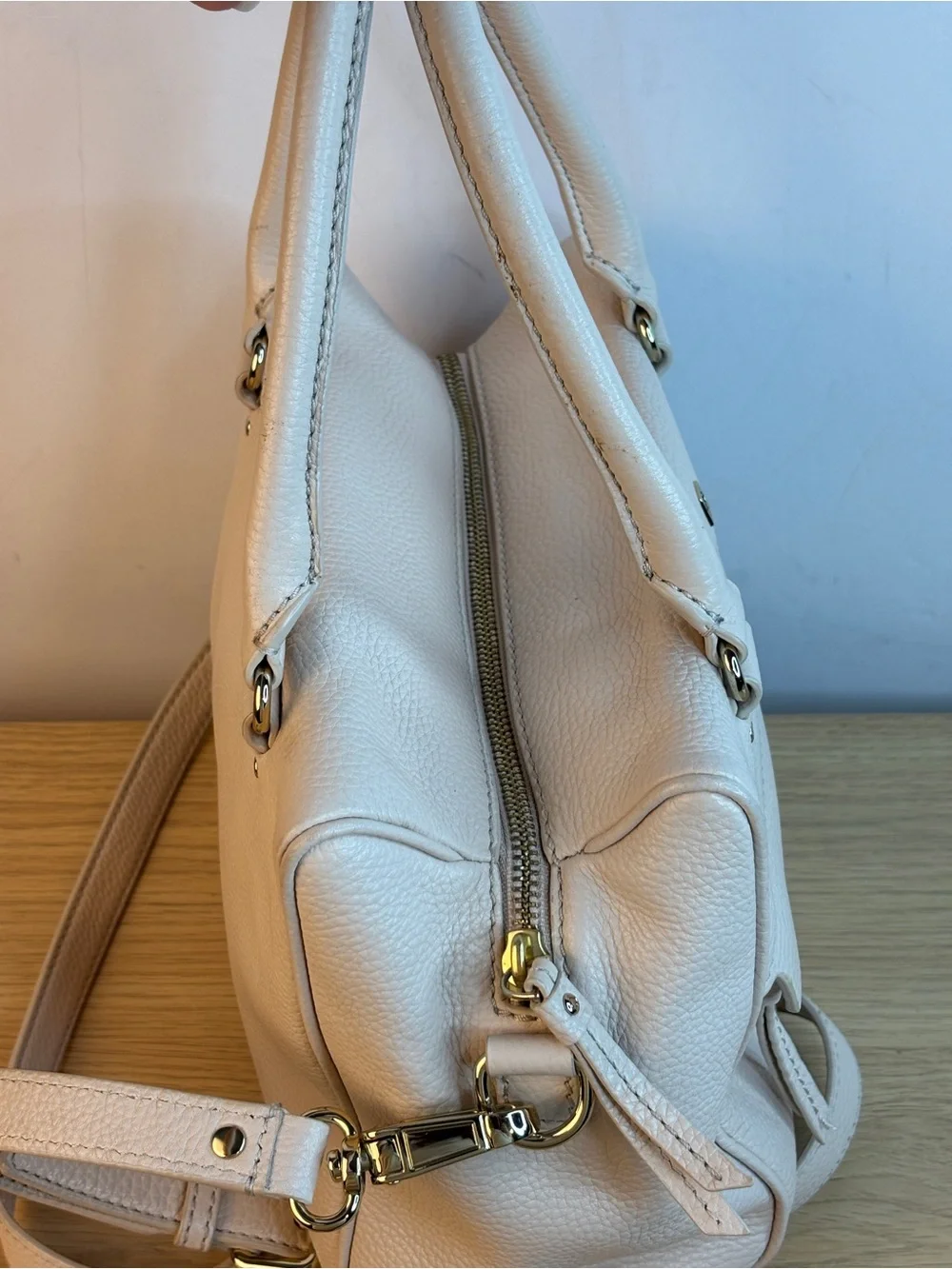 Kate Spade Grant Park Hadley Cream Pebbled Leather Satchel